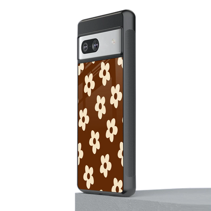 Brown Flowers stylish phone case for google pixel 7 | glossy glass and slim fit