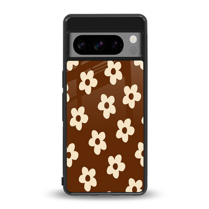 Brown Flowers back phone cover | glass case for google pixel 8 pro