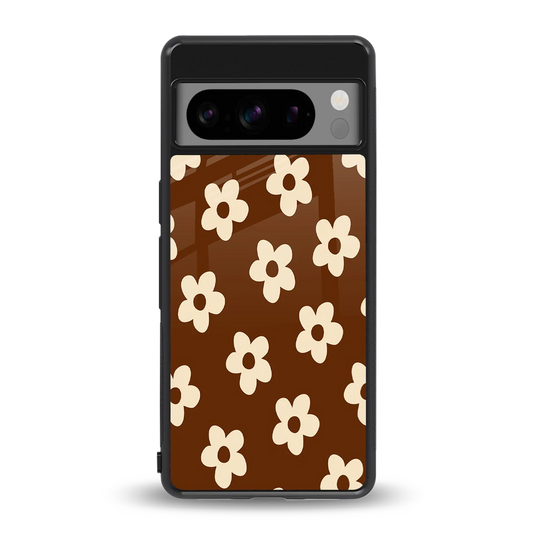 Brown Flowers back phone cover | glass case for google pixel 8 pro