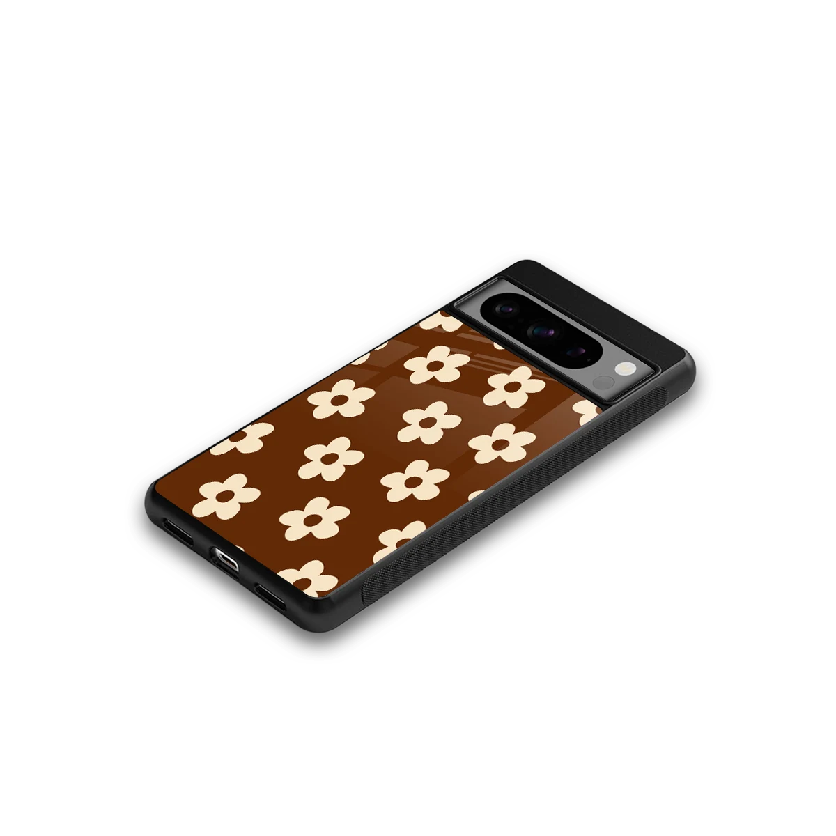 Brown Flowers google pixel 8 pro mobile cover | shockproof glass phone case