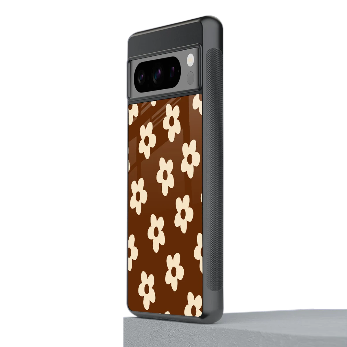 Brown Flowers stylish phone case for google pixel 8 pro | glossy glass and slim fit