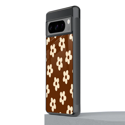 Brown Flowers stylish phone case for google pixel 8 pro | glossy glass and slim fit
