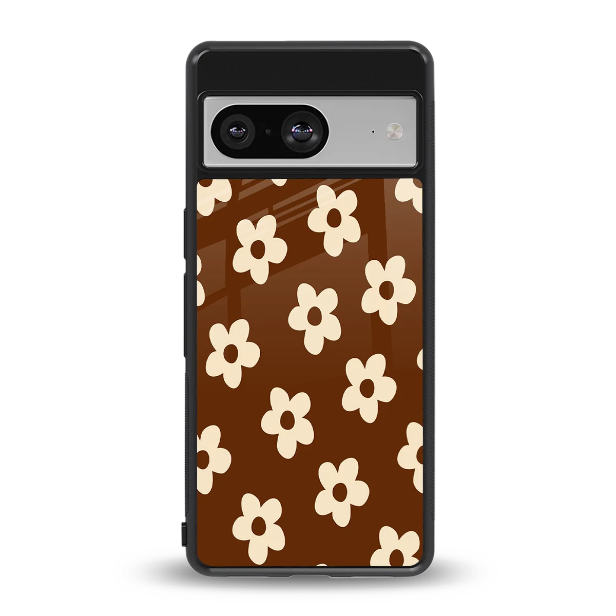 Brown Flowers back phone cover | glass case for google pixel 8