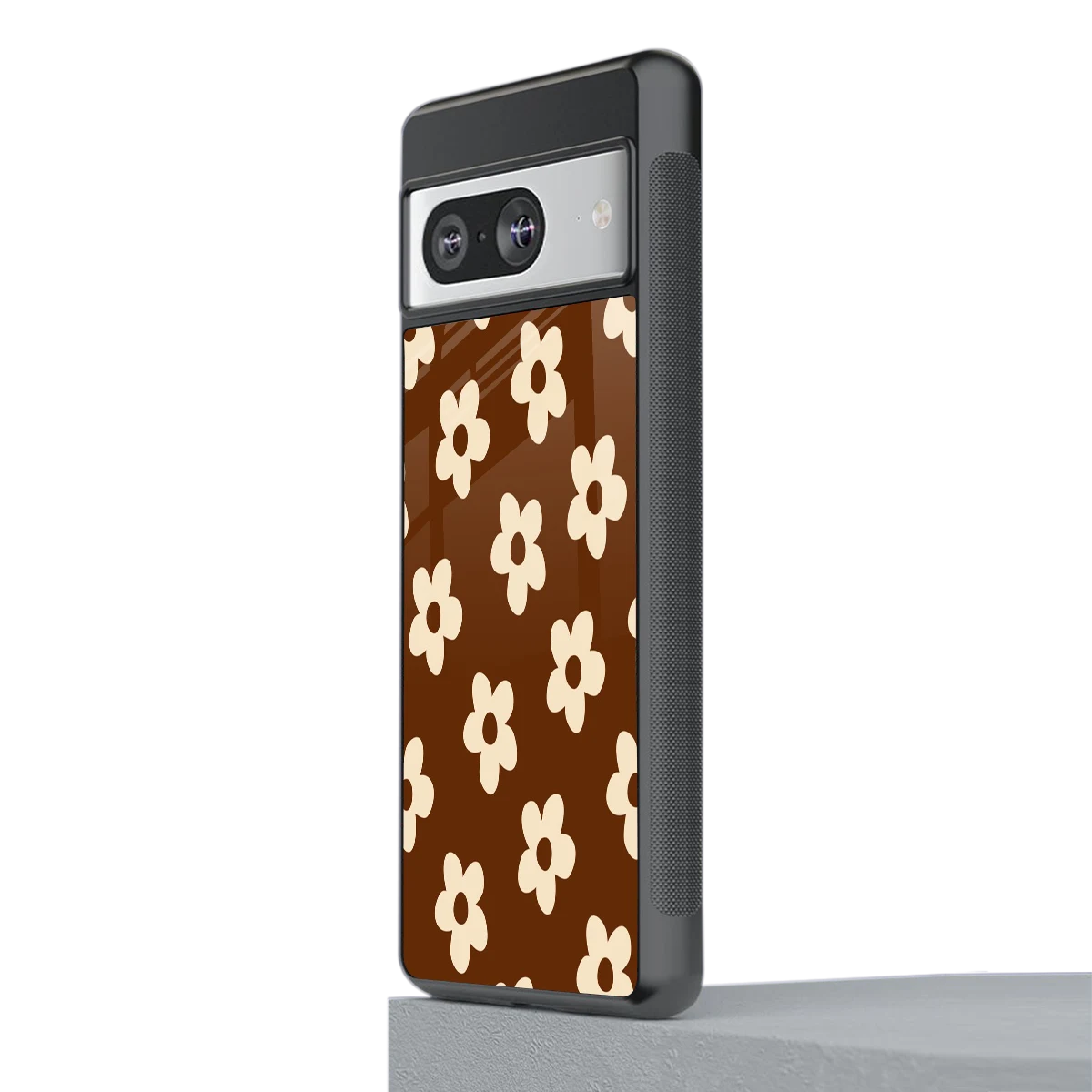 Brown Flowers stylish phone case for google pixel 8 | glossy glass and slim fit