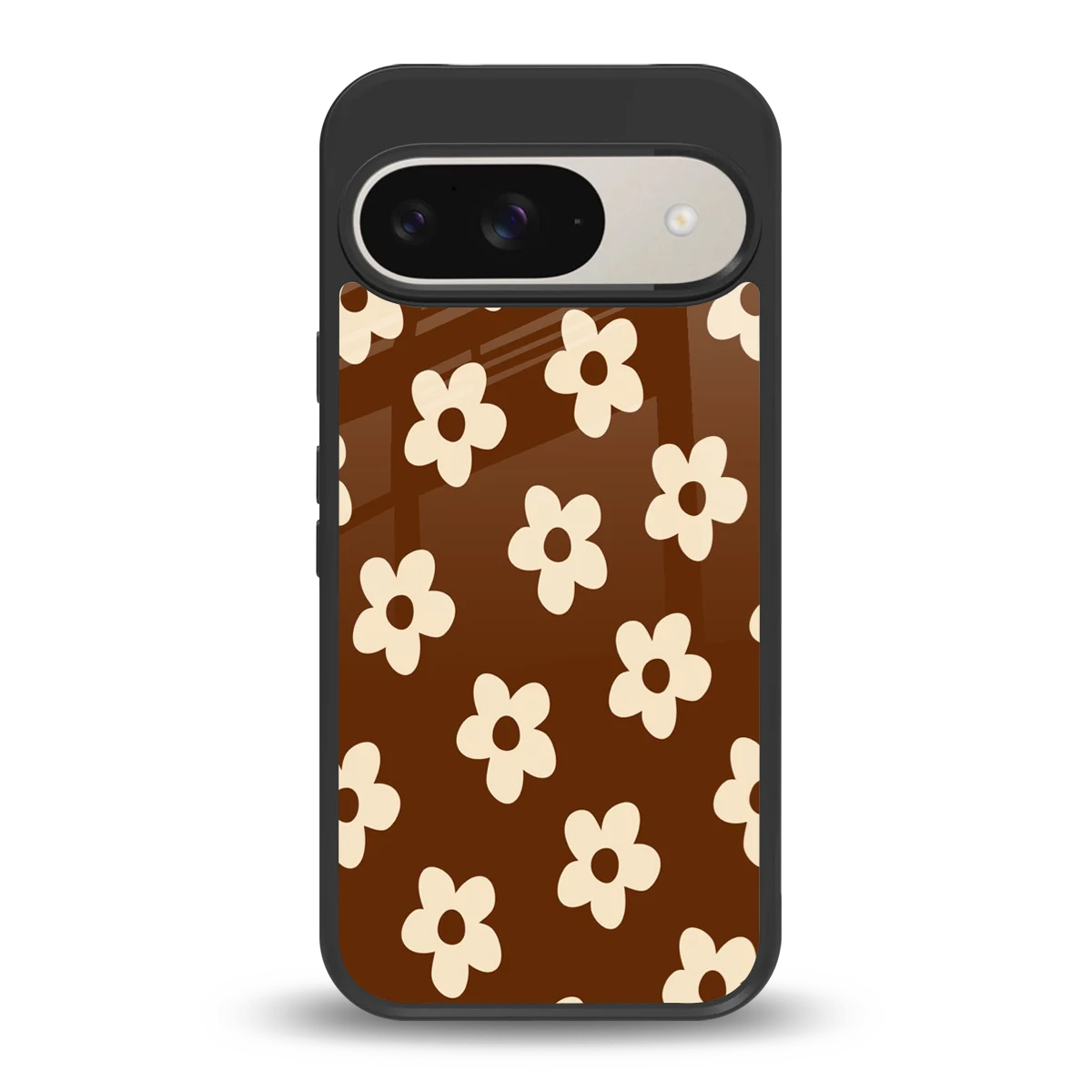 Brown Flowers back phone cover | glass case for google pixel 9