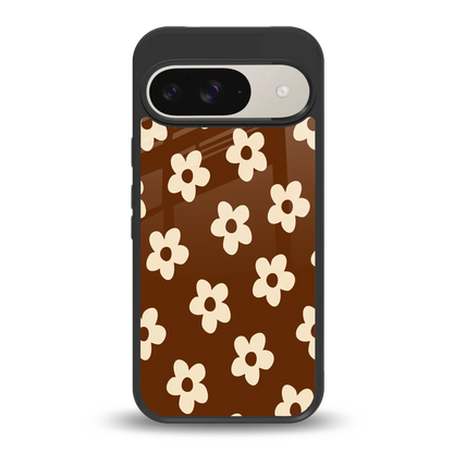 Brown Flowers back phone cover | glass case for google pixel 9