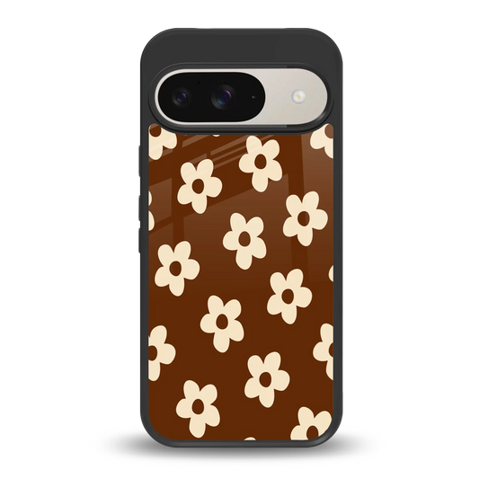 Brown Flowers back phone cover | glass case for google pixel 9