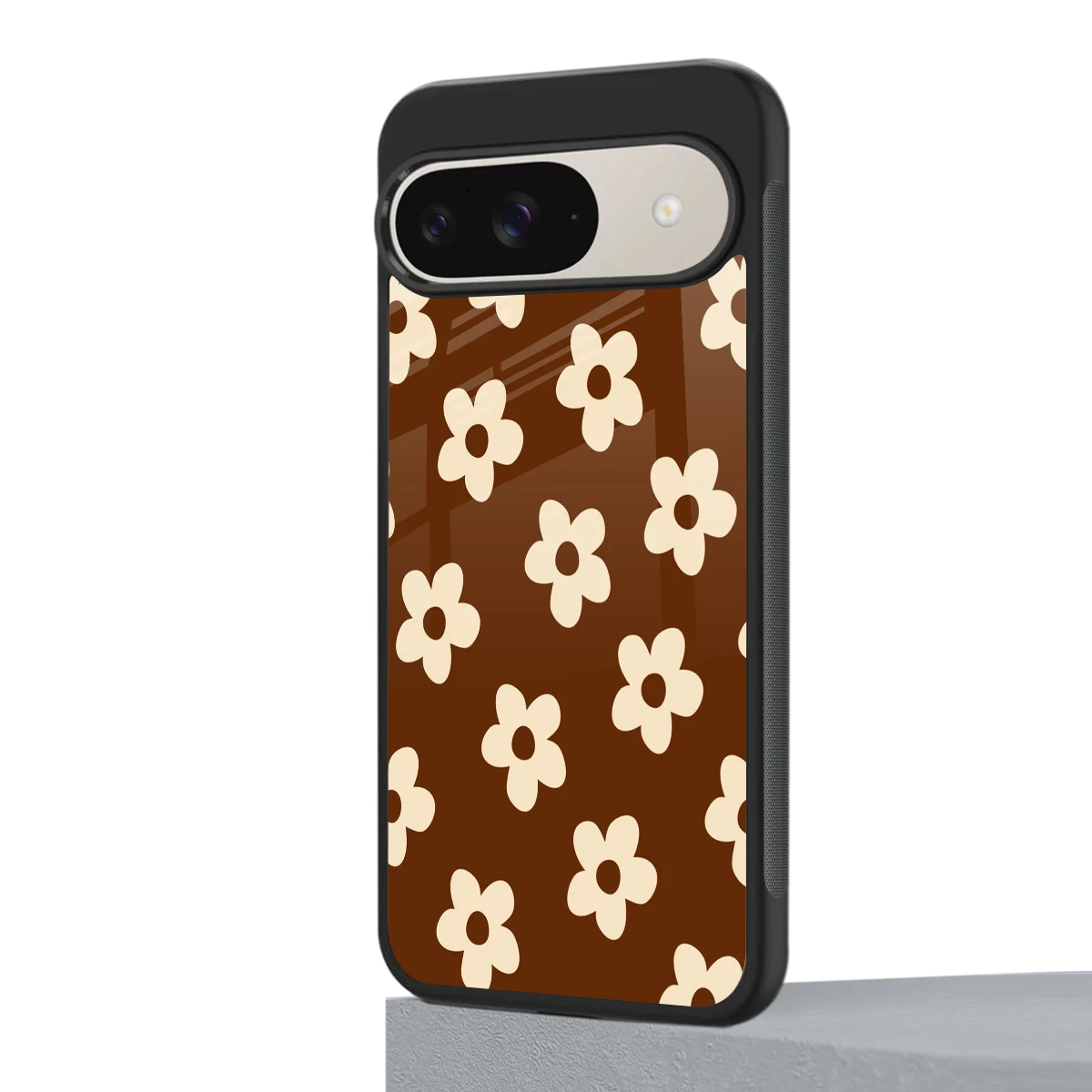 Brown Flowers google pixel 9 mobile cover | shockproof glass phone case