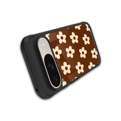 Brown Flowers stylish phone case for google pixel 9 | glossy glass and slim fit