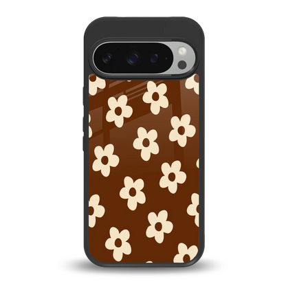 Brown Flowers back phone cover | glass case for google pixel 9 pro xl