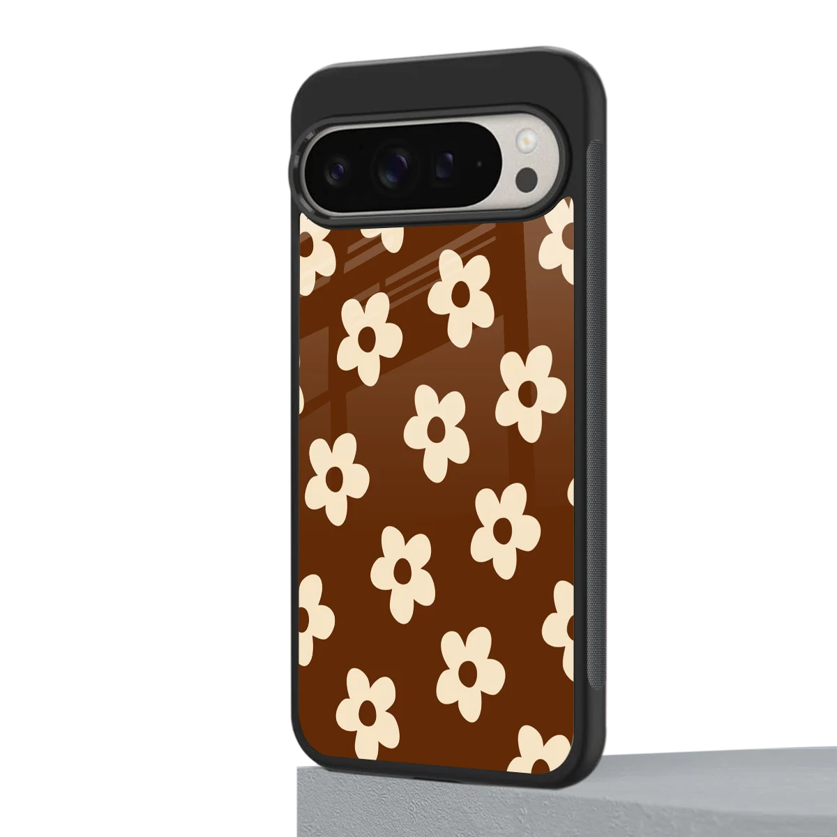 Brown Flowers google pixel 9 pro mobile cover | shockproof glass phone case