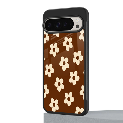 Brown Flowers google pixel 9 pro mobile cover | shockproof glass phone case
