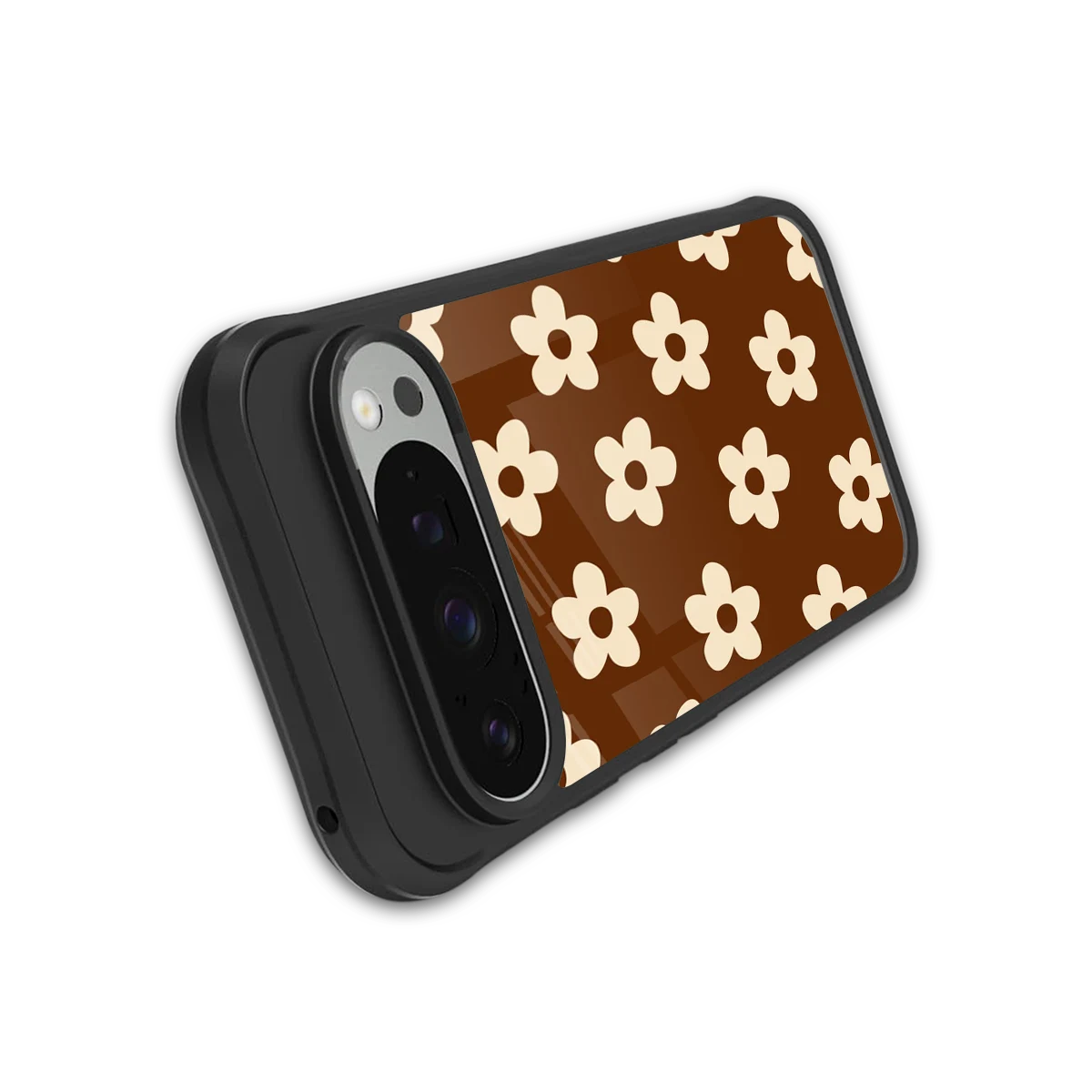 Brown Flowers stylish phone case for google pixel 9 pro | glossy glass and slim fit