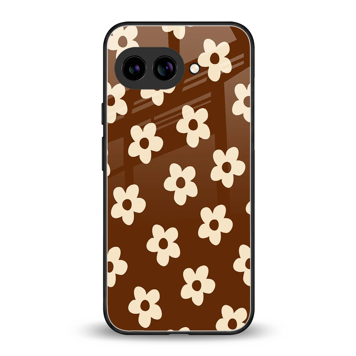 Brown Flowers back phone cover | glass case for google pixel 9a