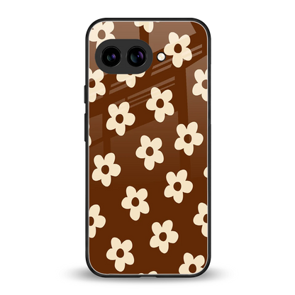 Brown Flowers back phone cover | glass case for google pixel 9a