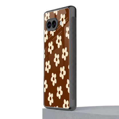 Brown Flowers google pixel 9a mobile cover | shockproof glass phone case