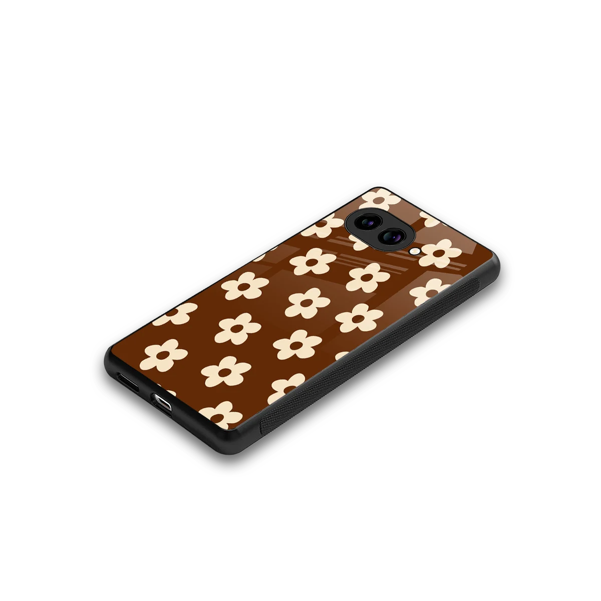 Brown Flowers stylish phone case for google pixel 9a | glossy glass and slim fit