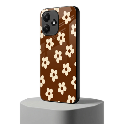 Brown Flowers redmi 12 5g mobile cover | shockproof glass phone case
