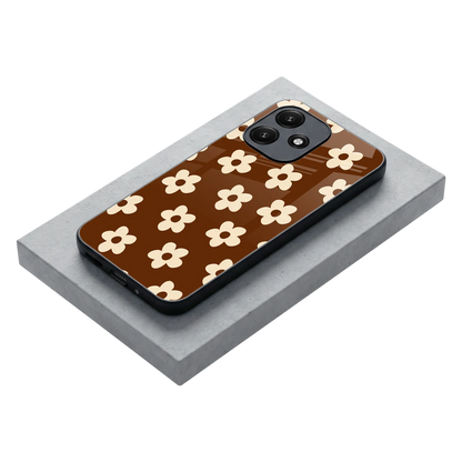 Brown Flowers stylish phone case for redmi 12 5g | glossy glass and slim fit