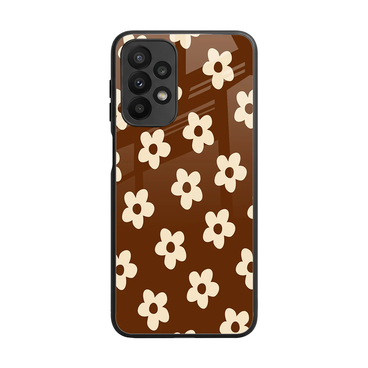 Brown Flowers back phone cover | glass case for samsung galaxy a23
