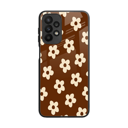 Brown Flowers back phone cover | glass case for samsung galaxy a23