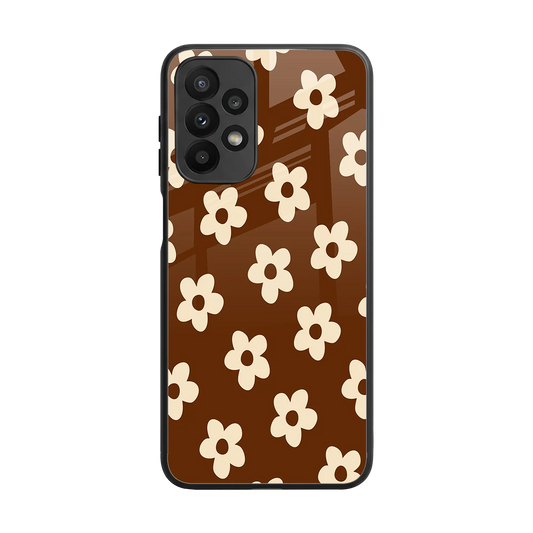 Brown Flowers back phone cover | glass case for samsung galaxy a23