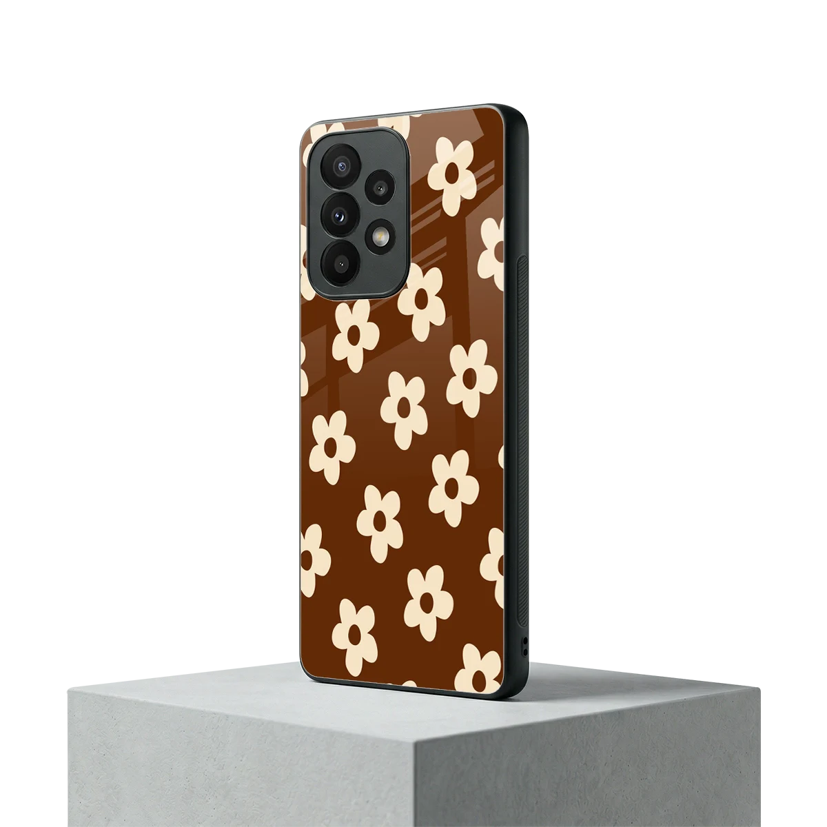 Brown Flowers samsung galaxy a23 mobile cover | shockproof glass phone case