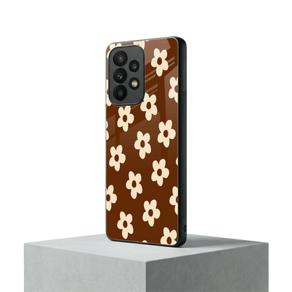 Brown Flowers samsung galaxy a23 mobile cover | shockproof glass phone case