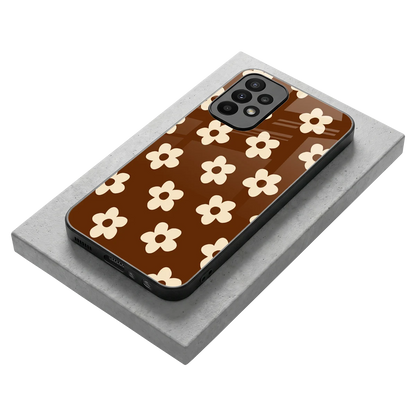 Brown Flowers stylish phone case for samsung galaxy a23 | glossy glass and slim fit