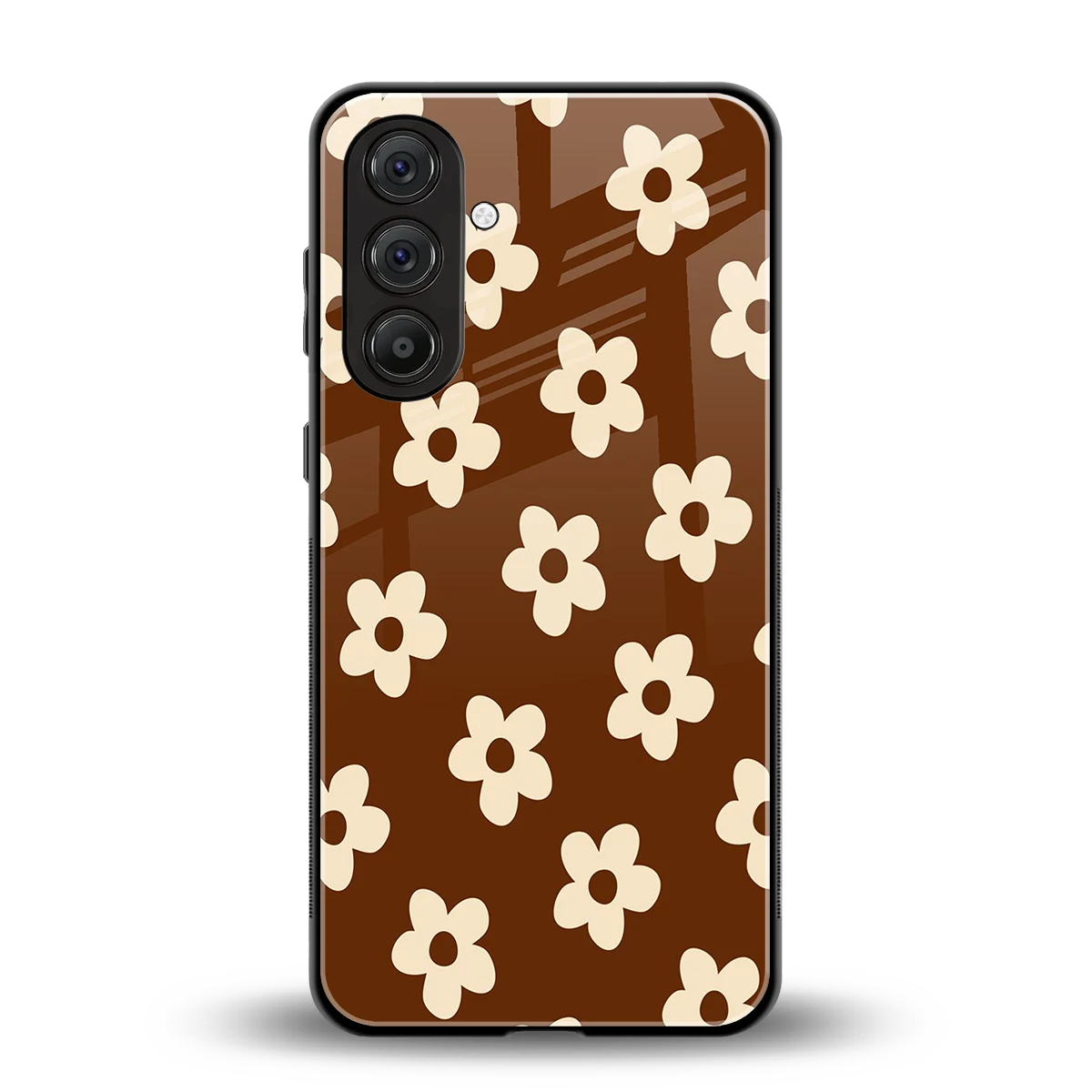 Brown Flowers back phone cover | glass case for samsung galaxy a55 5g