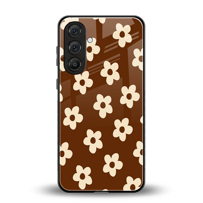 Brown Flowers back phone cover | glass case for samsung galaxy a55 5g
