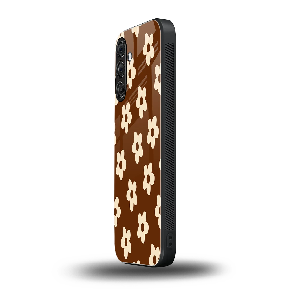 Brown Flowers samsung galaxy a55 5g mobile cover | shockproof glass phone case