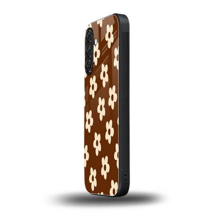 Brown Flowers samsung galaxy a55 5g mobile cover | shockproof glass phone case