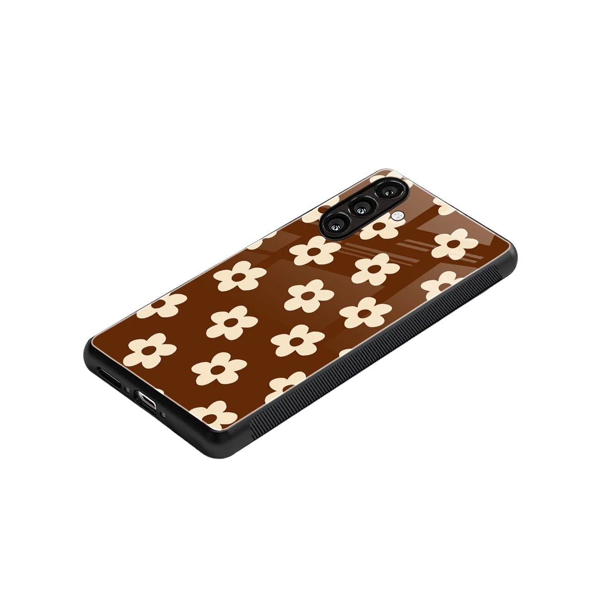 Brown Flowers stylish phone case for samsung galaxy a55 5g | glossy glass and slim fit