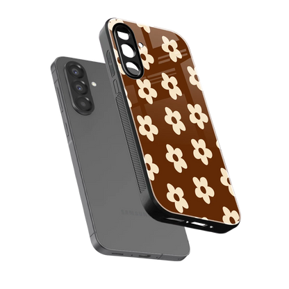 Brown Flowers sleek samsung galaxy a36 5g cover with tempered glass back and TPU edges