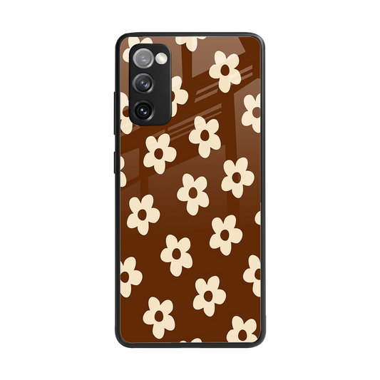 Brown Flowers back phone cover | glass case for samsung galaxy s20 fe