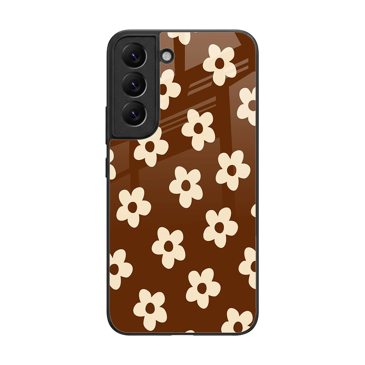 Brown Flowers back phone cover | glass case for samsung galaxy s22