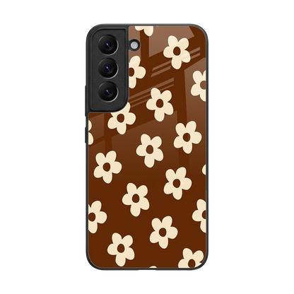 Brown Flowers back phone cover | glass case for samsung galaxy s22