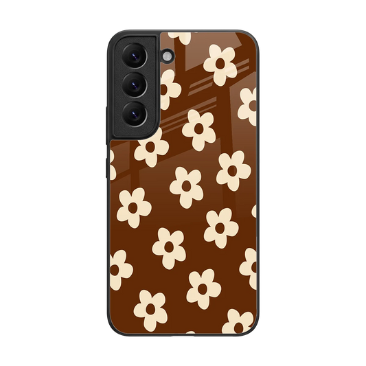 Brown Flowers back phone cover | glass case for samsung galaxy s22