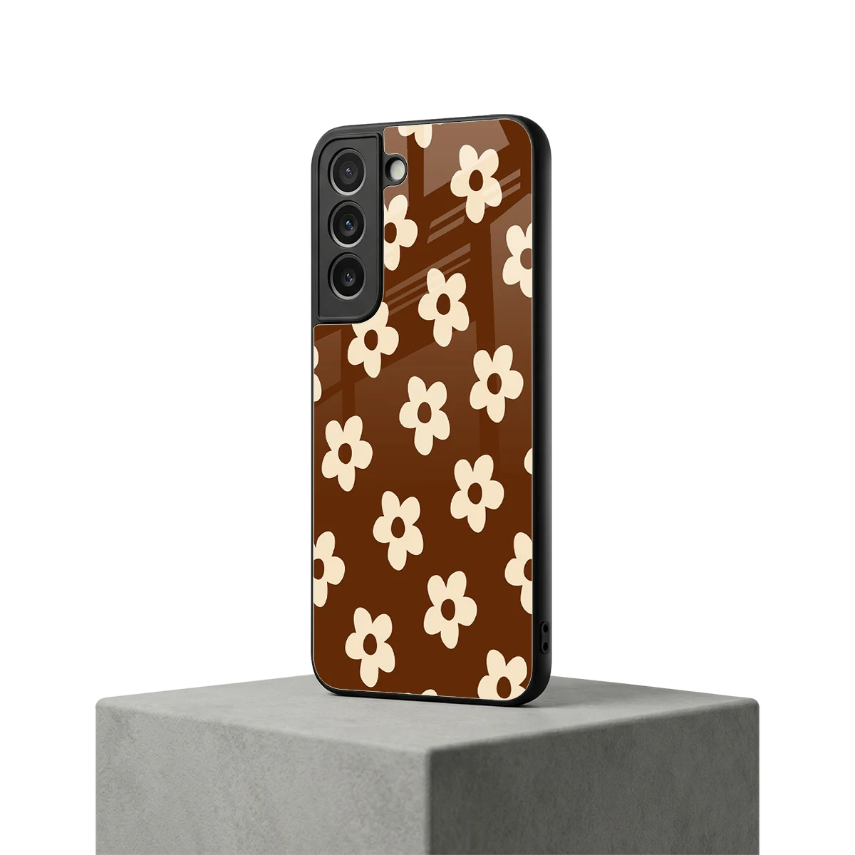 Brown Flowers samsung galaxy s22 mobile cover | shockproof glass phone case