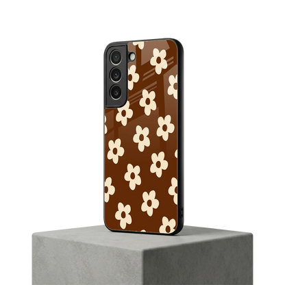 Brown Flowers samsung galaxy s22 mobile cover | shockproof glass phone case