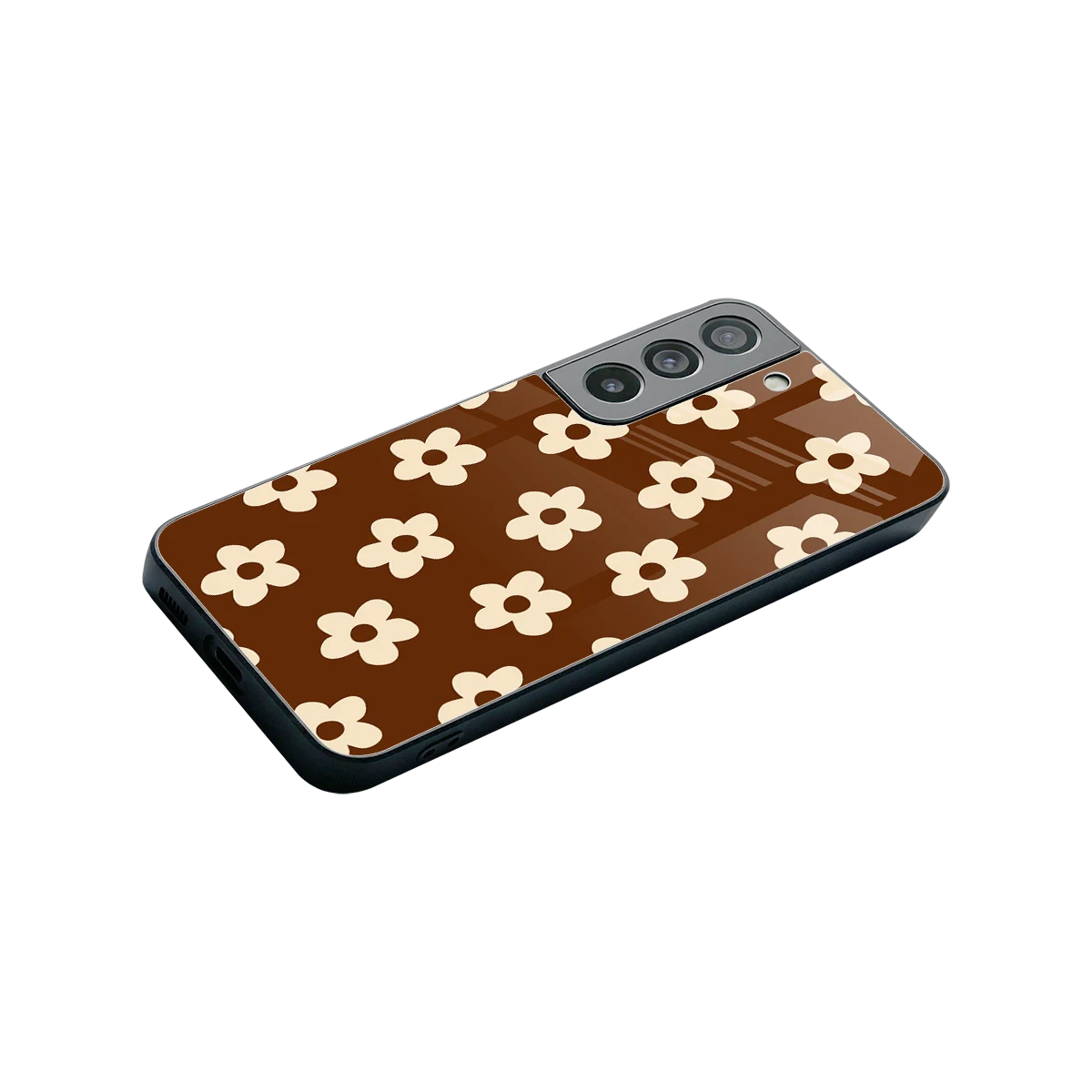 Brown Flowers stylish phone case for samsung galaxy s22 | glossy glass and slim fit