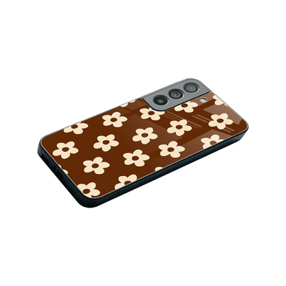 Brown Flowers stylish phone case for samsung galaxy s22 | glossy glass and slim fit