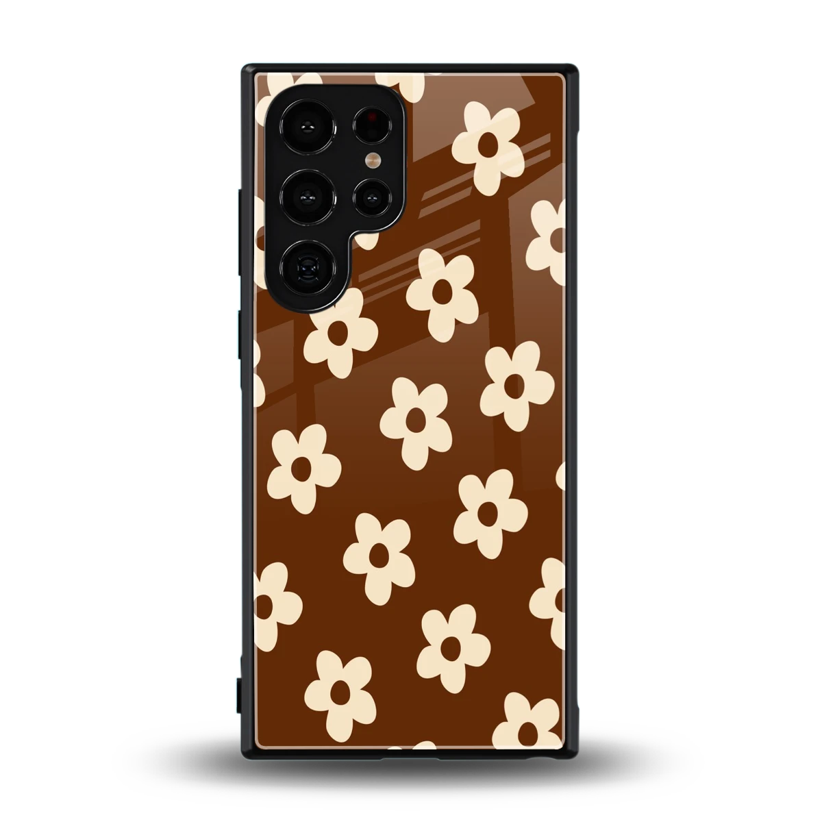 Brown Flowers back phone cover | glass case for samsung galaxy s23 ultra