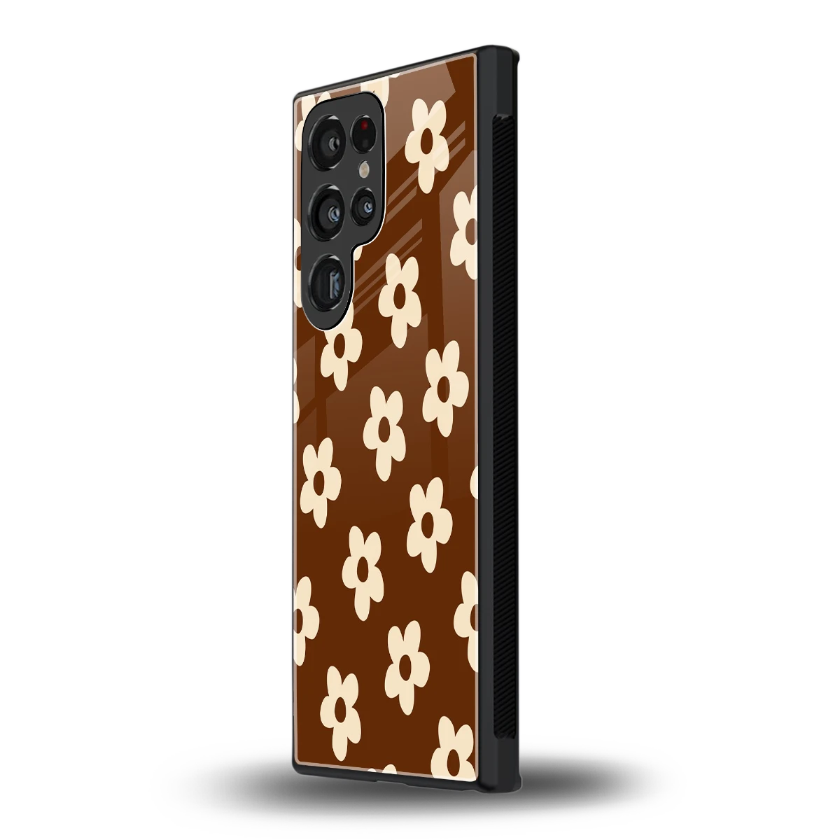 Brown Flowers samsung galaxy s23 ultra mobile cover | shockproof glass phone case