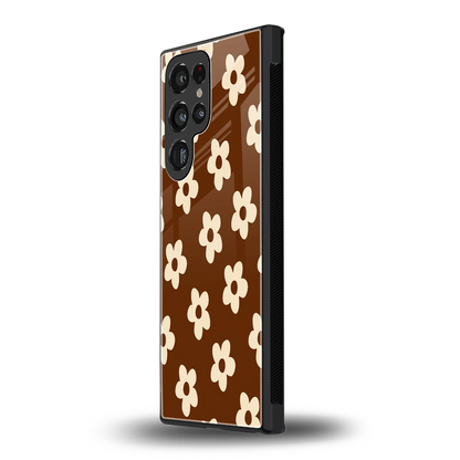 Brown Flowers samsung galaxy s24 ultra mobile cover | shockproof glass phone case