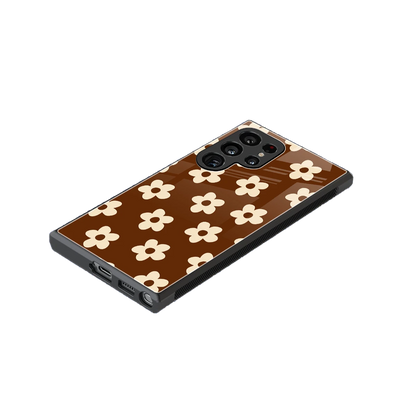 Brown Flowers stylish phone case for samsung galaxy s24 ultra | glossy glass and slim fit