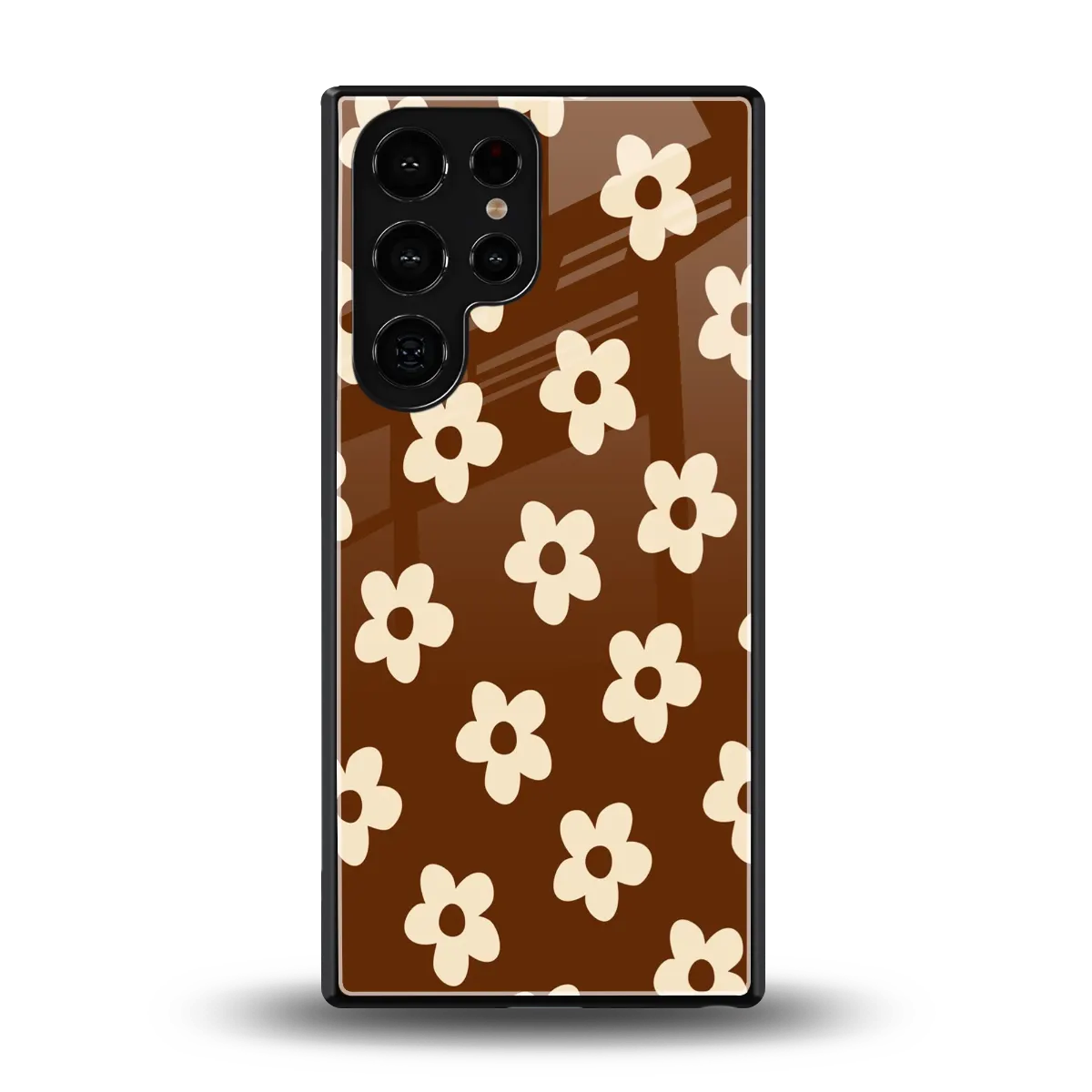 Brown Flowers back phone cover | glass case for samsung galaxy s25 ultra