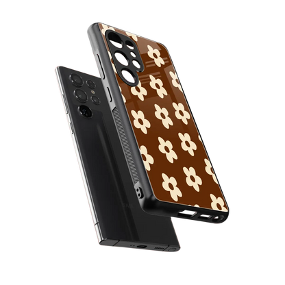 Brown Flowers sleek samsung galaxy s26 ultra cover with tempered glass back and TPU edges