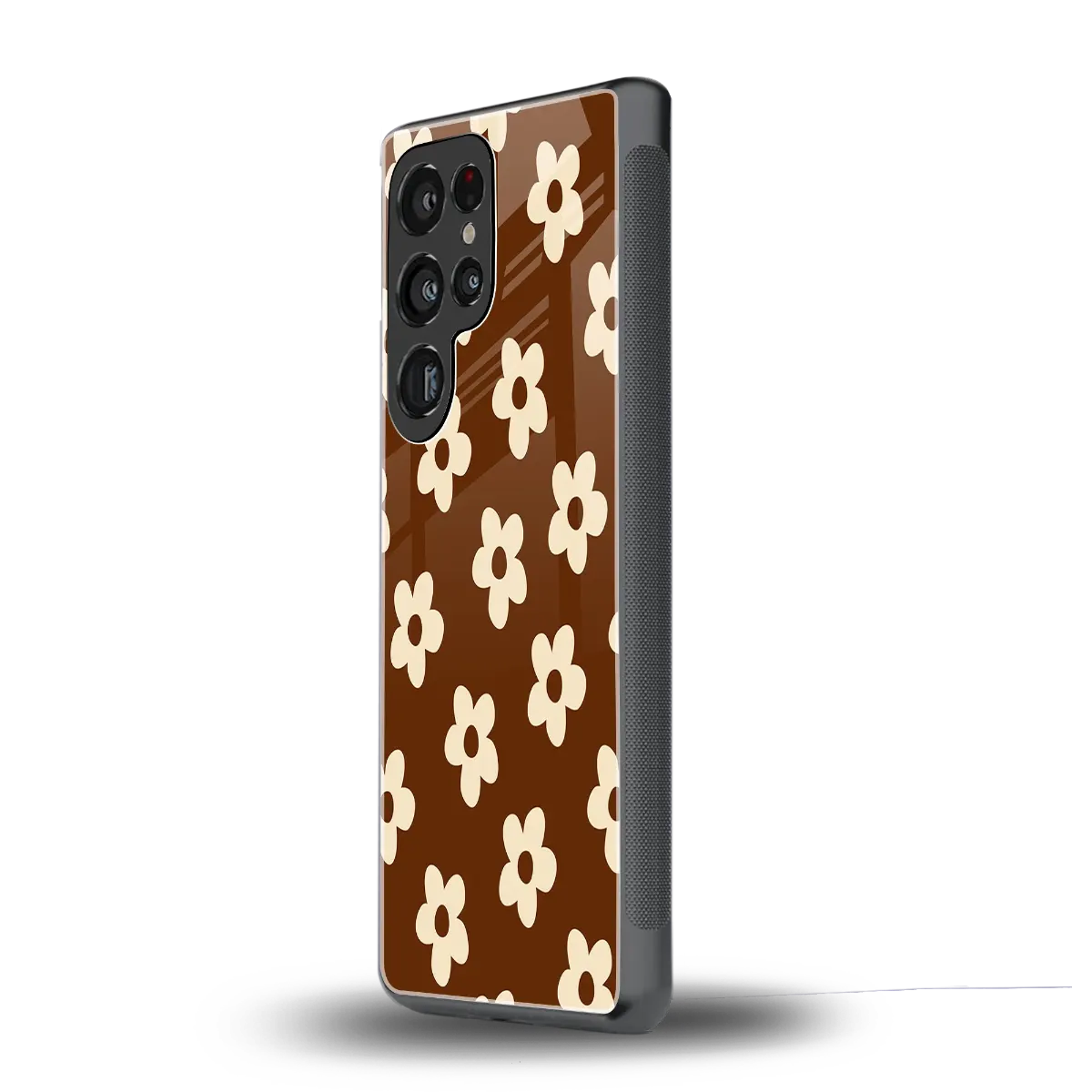 Brown Flowers samsung galaxy s25 ultra mobile cover | shockproof glass phone case